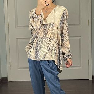 Angie Paisley Print Boho Blouse Top size S